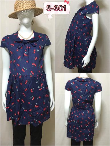 เสื้อคลุมท้องแฟชั่น สุดน่ารัก ผ้าพิมพ์ลายเชอรี่ ใส่สบาย S-301