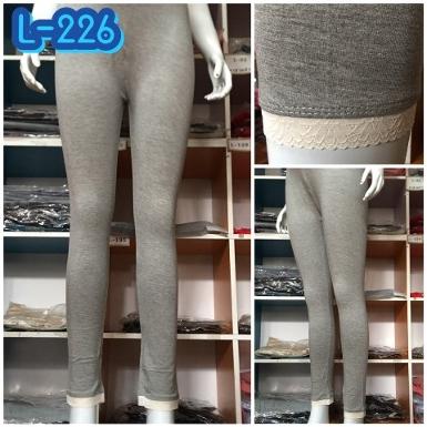 เลคกิ้งคนท้องขายาว เนื้อผ้ายืด สวมใส่สบาย ปลายขาแต่งผ้าลูกไม้ ช่วงเอวปรับได้ L-226
