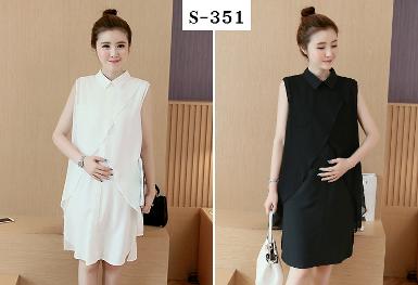 เสื้อคลุมท้องแฟชั่น ผ้าชีฟองแขนกุด คอปก ใส่สบาย เหมาะกับหน้าร้อนค่ะ S-351