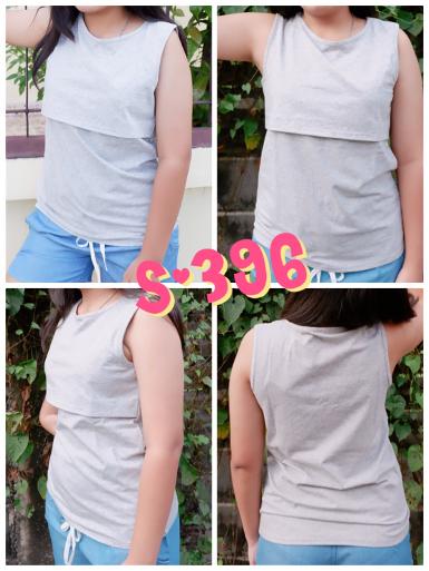 เสื้อคลุมท้องแขนกุด สวมใส่สบาย เนื้อผ้ายืด เปิดให้นมได้ค่ะ S-396